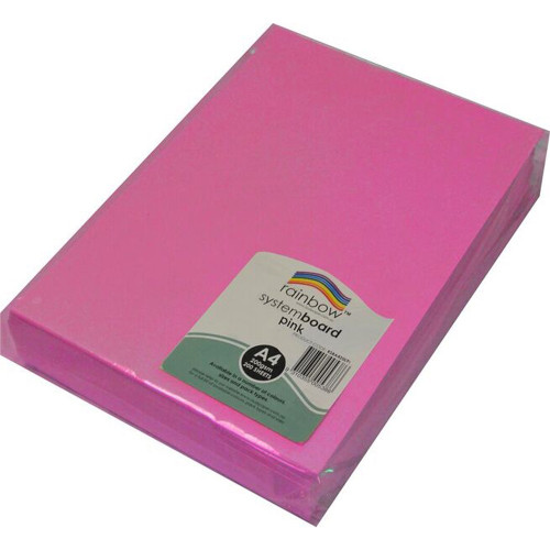 RAINBOW SYSTEM BOARD 200GSM A4 Pink Pack of 200