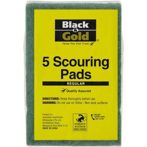 BLACK & GOLD GREEN SCOURER PACK OF 5 SCOURING PADS