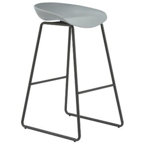 ARIES BAR STOOL - BLACK P/C METAL BASE WITH POLYPROPYLENE SEAT - GREY