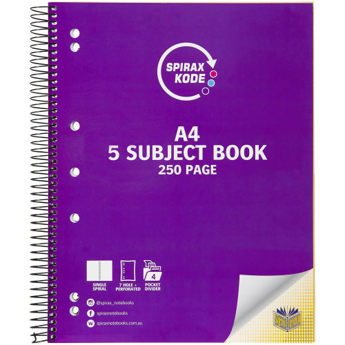 SPIRAX KODE 960 A4 5-SUBJECT BOOK 250PG