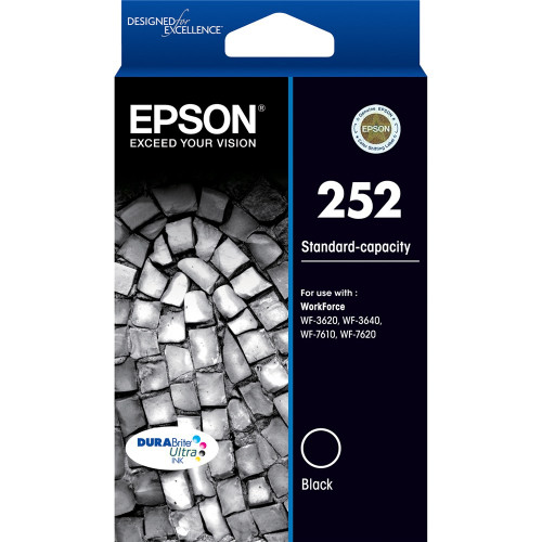 EPSON 252 ORIGINAL BLACK INK CARTRIDGE 250PG Suits WorkForce 3620 / 3640 / 7610 / 7620