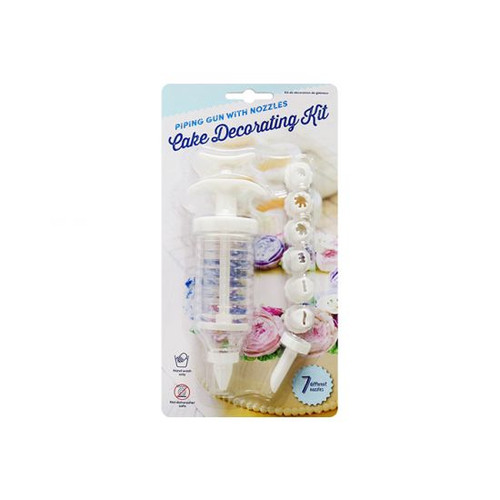 Cake Decorating Kit 20cm (Piping Gun & 7 Different Nozzles)