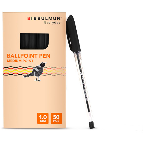 BIBBULMUN BALLPOINT PEN MEDIUM Black Pack of 50