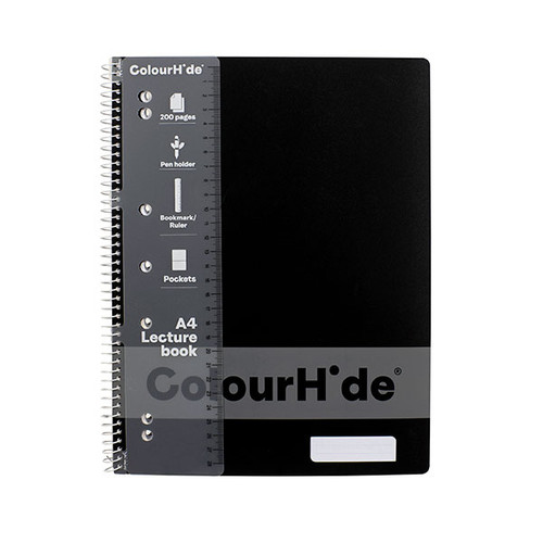 COLOURHIDE LECTURE BOOK A4 200PG BLACK