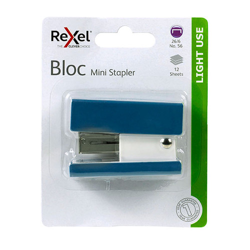 REXEL STAPLER MINI BLOC BLUE