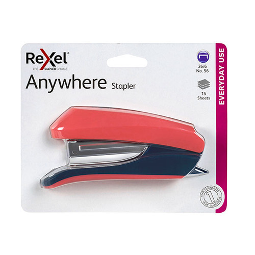 REXEL STAPLER H/STRIP ANYWHERE CORAL