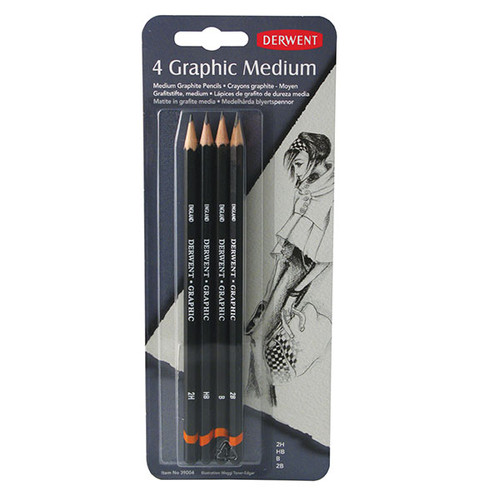 DERWENT GRAPHIC PENCIL MEDIUM BLISTER PK4