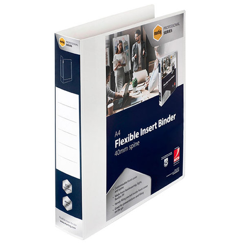 MARBIG PROFESSIONAL PP INSERT BINDER 2D 40MM WHITE