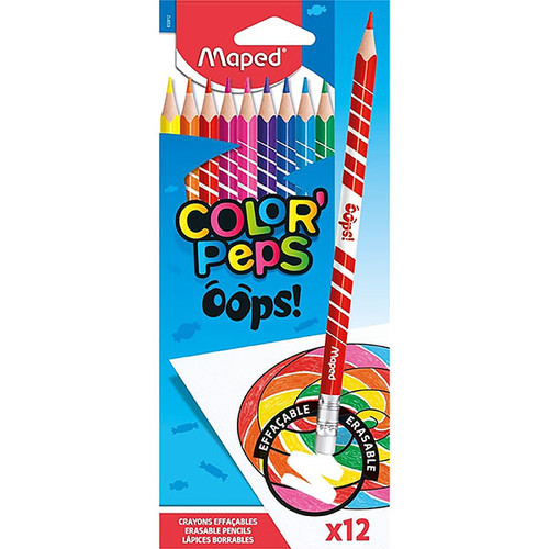MAPED COLOR PEPS OOPS ERASEABLE COLOUR PENCILS PACK 12