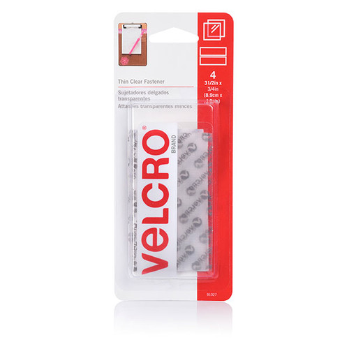 VELCRO STICK ON THIN CLEAR FASTENERS 8.9MM X 19MM PK4