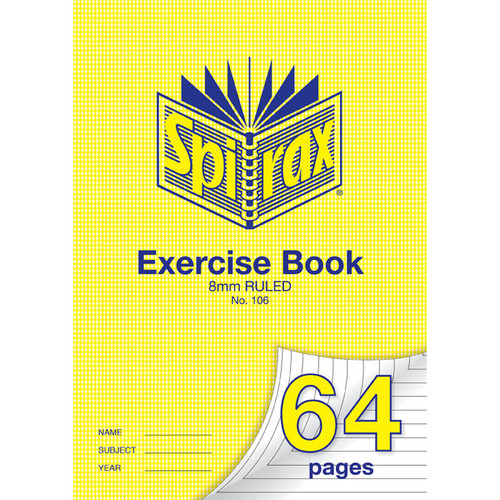 SPIRAX 106 EXERCISE BOOK A4 64PG 8MM 70gsm