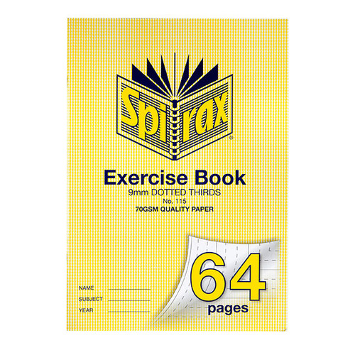 SPIRAX 115 EXERCISE BOOK A4 64PG 9MM DOTTED THIRDS 70gsm