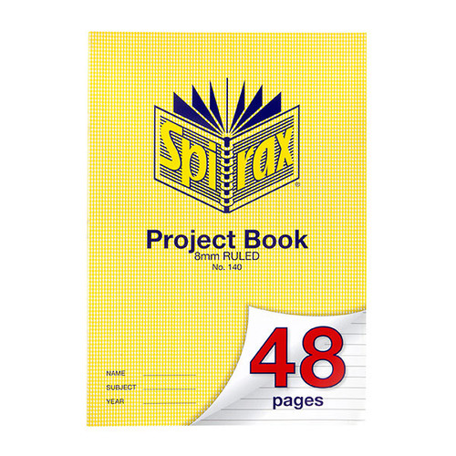 SPIRAX 140 PROJECT BOOK A4 48PG 8MM RULED PAGE / BLANK PAGE 70GSM