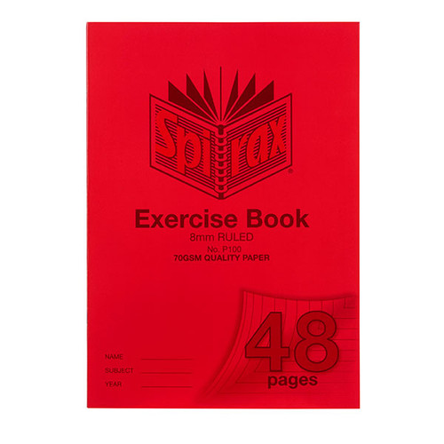 SPIRAX P100 EXERCISE BOOK A4 8MM 48PG 70gsm