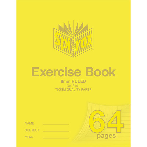 SPIRAX P191 EXERCISE BOOK 225x175 8MM 64PG 70gsm
