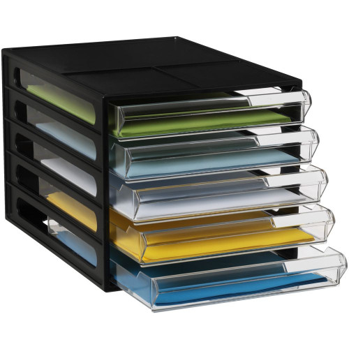 J.Burrows Desktop File A4 Storage Organiser 5 Drawer Black