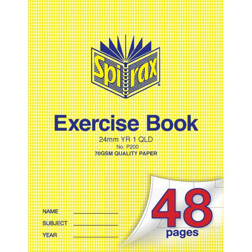 SPIRAX P200 EXERCISE BOOK 225X175 24MM YEAR 1 48PG 70gsm