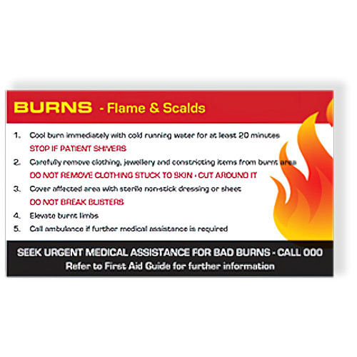 AEROGUIDE Burns First Aid Card