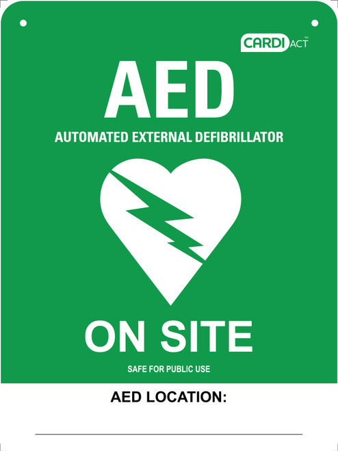 CARDIACT Poly AED On Site Sign 22.5 x 30cm, Each