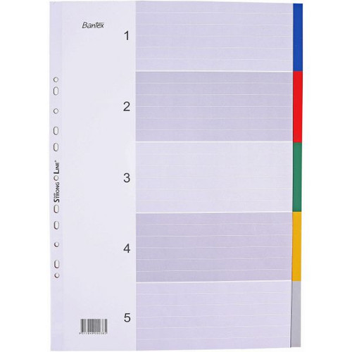 Bantex Divider A3 5 Tabs Portrait Assorted