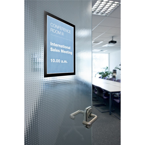 DURABLE MAGAFRAME SIGN HOLDER A4 Adhesive Back Black Pack 2