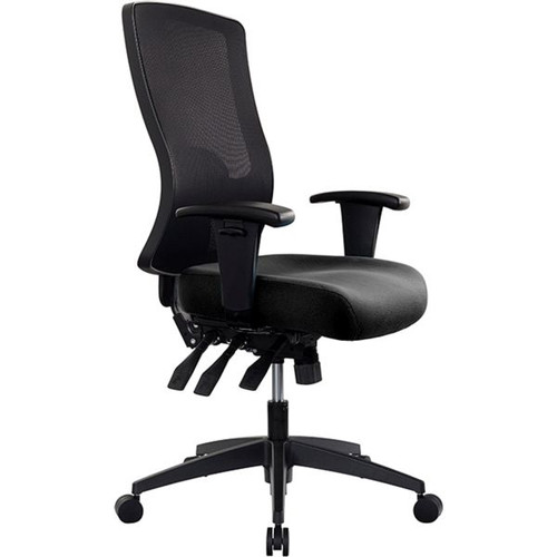 Buro Tidal Office Chair High Mesh Back With Arms Seat Slide Black Fabric Seat and Back