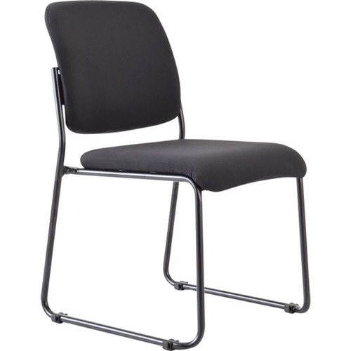 Buro Mario Sled Base Chair Black Powdercoated Frame Black Fabric Seat and Back