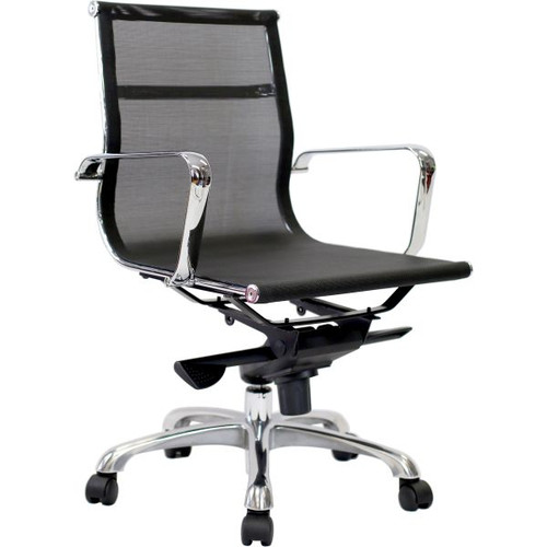 AERO MID-BACK MANAGER CHAIR W 590 x D 610 x H 930-990mm Black Mesh