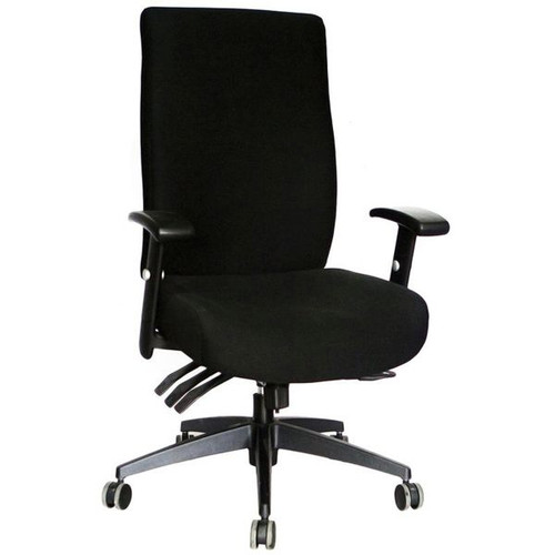 Piazza High Back Office Chair With Seat Slide and Arms Antimicrobial Black Fabric