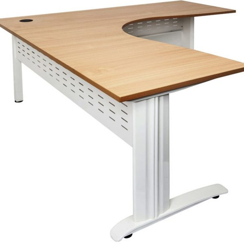 Rapid Span Cockpit Corner Desk 1800Wx1800Wx700mmD Beech Top White Steel Frame