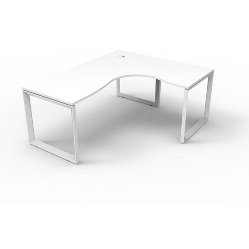 Deluxe Loop Corner Desk 1500Wx1500Wx750D White Top White Frame
