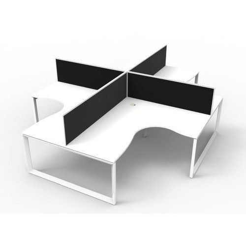 Deluxe Loop Corner Workstation 1800Wx1500Wx750D  White Top White Quad Frame