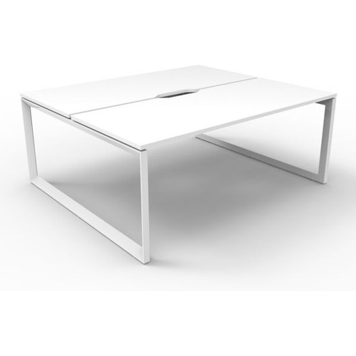 Deluxe Loop Workstation 2 Person No Screen 1500Wx750D White Top White Double Frame