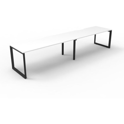 Deluxe Loop Workstation 2 Person No Screen 1500Wx750D White Top Black Single Frame