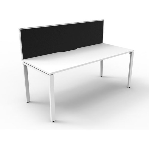 Deluxe Profile Desk With Screen 1200Wx750D White Top White Frame