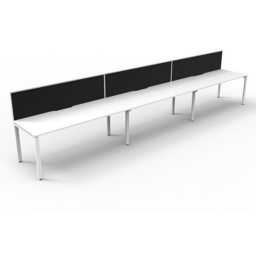 Deluxe Profile Workstation 3 Person With Screen 1500Wx750D White Top White Single Frame