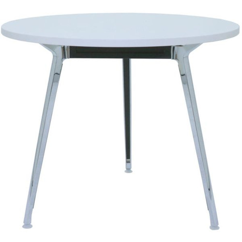 Rapid Air Round Meeting Table 750Hx900mm Diam White Top Polished Alloy Frame