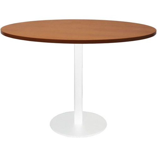 Rapidline Round Meeting Table 1200mm Diam Top Cherry with White Satin