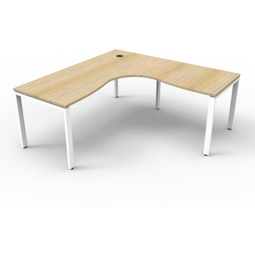 Deluxe Profile Corner Desk 1500Wx1500Wx750D Oak Top White Frame