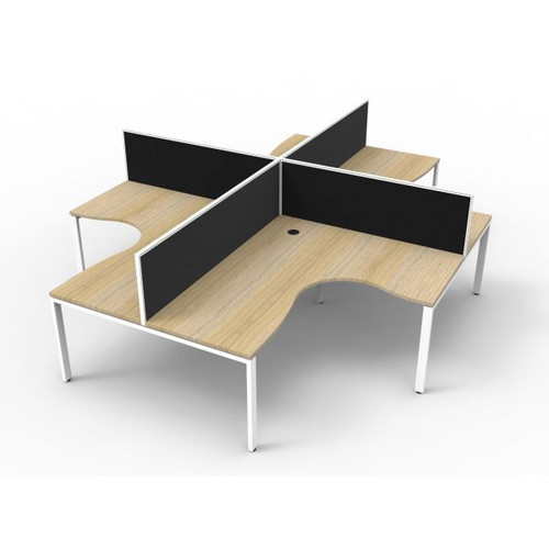 Deluxe Profile Corner Workstation 1800Wx1500Wx750D Oak Top White Quad Frame
