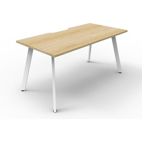 Eternity Straight Desk No Screen 1500Wx750D Oak Top White Single Frame