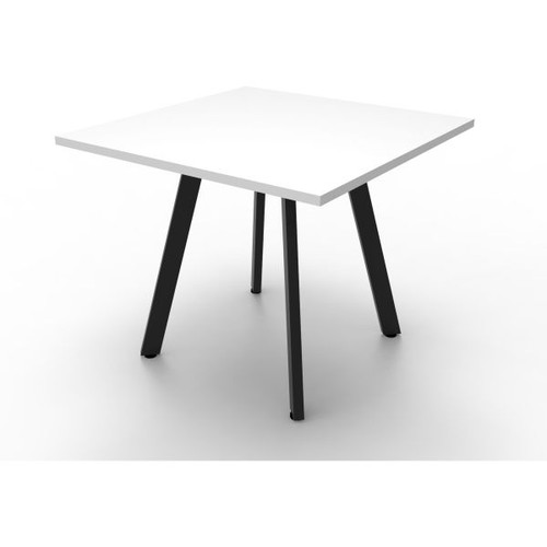 Eternity Square Meeting Table 900Wx900D Top White Top Black Base