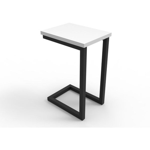 Eternity Rectangle Side Table 600Hx300Wx400D White Top Black Base