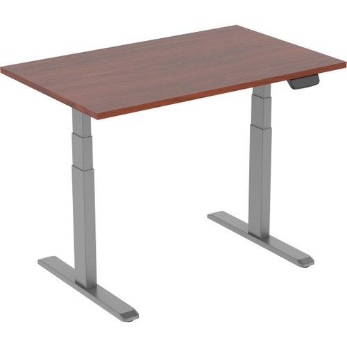 Ergovida Sit-Stand Desk Straight Electric Grey Frame Dark Walnut 1500 x 750mm Top