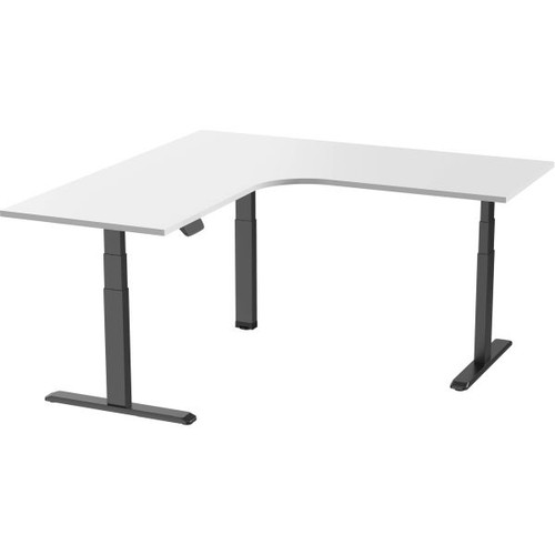 Ergovida Sit-Stand Desk Corner Electric Black Frame White 1800x1800x750mm Top