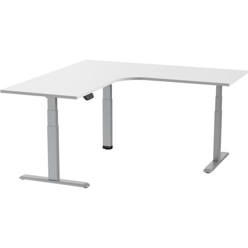 Ergovida Sit-Stand Desk Corner Electric Grey Frame White 1800x1800x750mm Top