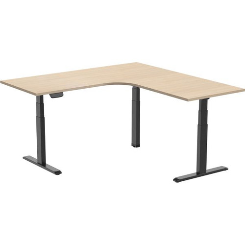 Ergovida Sit-Stand Desk Corner Electric Black Frame Oak 1800x1800x750mm Top