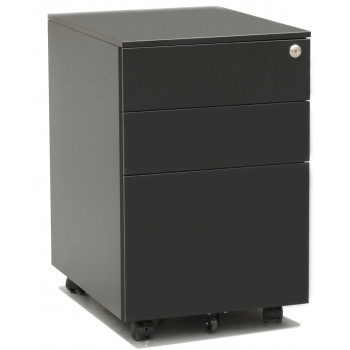 MOBILE PEDESTAL METAL, WITH 2 PENCIL DRAWERS PLUS 1 FILE DRAW 391MM (W) X 545MM (D) X 630MM (H) BLACK
