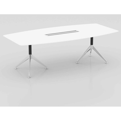 POTENZA BOARDROOM TABLE W 2400 x D 1200 x H 750mm Matte White with cable tray