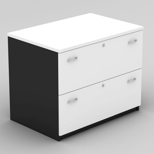 OM Classic Lateral Filing Cabinet 720Hx900Wx600mmD 2 Drawer White and Charcoal